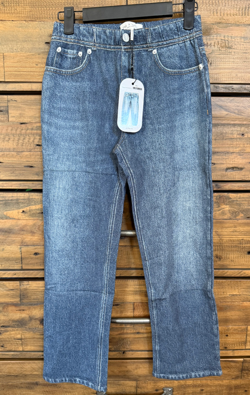 Rag & Bone Jeans Kids 9/10Y Blue Mini Miramar Petra Wide Leg Pants Pull On